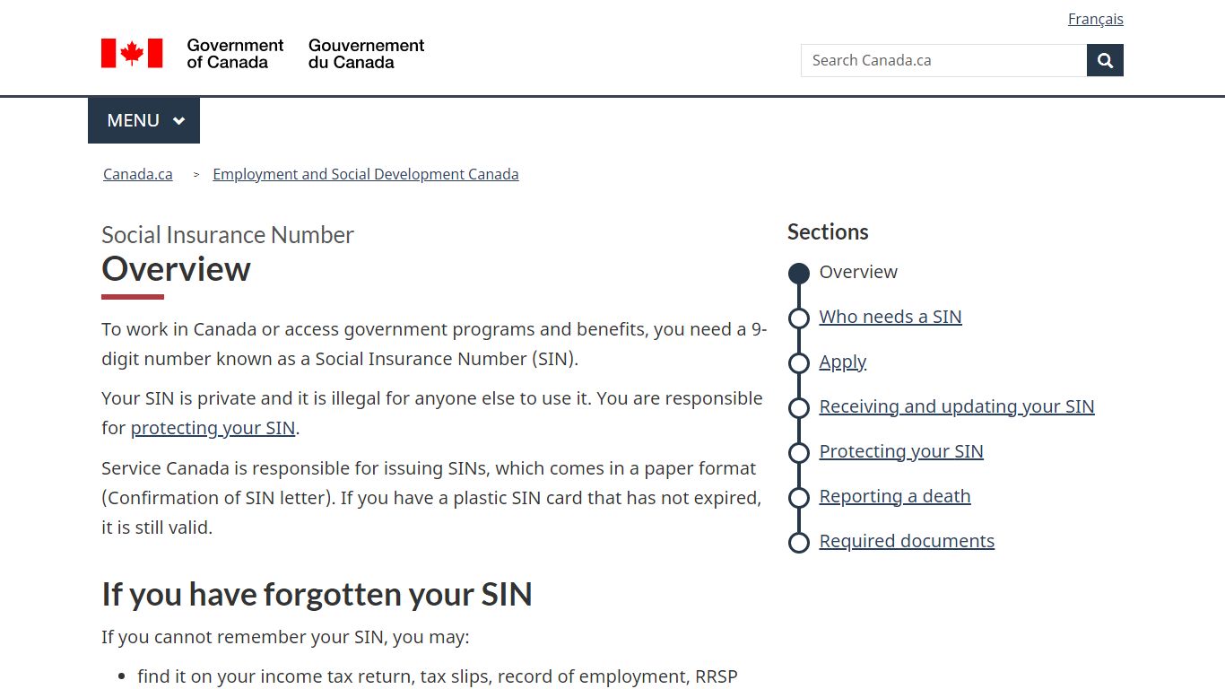 Social Insurance Number – Overview - Canada.ca