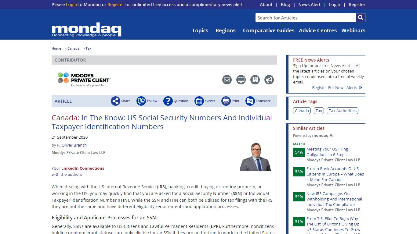 Canada: In The Know: US Social Security Numbers And Individual ... - Mondaq